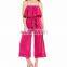 Online Stylish Women Sleeveless Tie Wasit Pink Romper Pants (JP1762003)