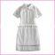 White Mesh Stitch Transparent Gauze Ascqt Collar Gold Zipper Backside Dress