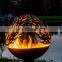 Outdoor rustic corten steel ball garden fire