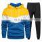 Custom logo mens panels stitching sweatpants and hoodie sweatsuit set