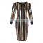 Golden stripe soft and cold hand feeling black evening dress dancing queen dresses for wholesale cheap