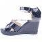2016 new style high heel platform wedge stylish woman sandals cheap with shiny upper