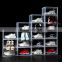 custom drop front transparent stackable shoe box Assembly Model Plastic Shoe Box Clear Front Door Stackable Sneaker Box