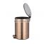 Promotional household 3L 5L 12L Gold Trash can and Kitchen Household Metal Dustbins Stainless Steel Foot Pedal bin