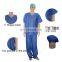 blue SMS Non woven disposable dentist scrub suit uniform
