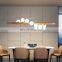 Nordic Long Strip Lamps Wooden LED Hanging Lamp Dining Room Lights Modern Linear Pendant Light 7-BULBS Lighting Restaurant