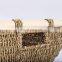HBK Boat shape natural seagrass rattan  storage basket with wooden handle