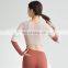 Contrast Color Splicing Sports Crop Tops Custom Women Causal Long Sleeved Yoga Bras 78nylon 22spandex