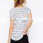 Ladies Short Sleeve Knit Cotton Wholesale Striped T-Shirt women wear