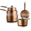 3-ply Copper Material Eco-friendly Feature Triply Copper Cookware Set with Tempered Glass Lid