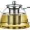 1100ml streamlined design Borosilicate Glass Tea Pot With Stainless Steel Infuser Tea Pitcher Teapot