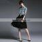 2015 New Design European Stylish Long Sleeve Denim Splicing Gauze Dress