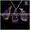 Natural Amethyst Crystal Quartz Geode Cluster Gemstone Irregular Gold Plated Pendant