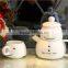 creative hot-selling lovely cartoon snowman ceramic kettle and mugs three-piece tea set