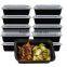 ChefLand Microwavable Food Container With Lid Bento Box, Black, 10-Pack