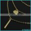 2016 Women's Fashion Jewelry Simple Design Chain Charm Gold Plated Sterling Silver Multi Layers Bar Coin Necklace