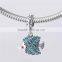 S326 Globalwin Bracelet Charm Fish Design Micro Paved Pendant Charm In Silver