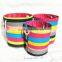 round storage and laundry basket with strip pattern and handle