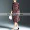 Ancient printing high neck oversize spring dresses for fat lady
