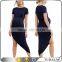 Club Lounge Pregnancy Rib Drape Front Short Sleeve maternity Asymmetric long Dress