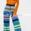 2017 OEM Womens Baggy Long Trousers Striped Knit Flare Pants