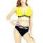 Nylon Bikini flexible backless two piece padded printed patchwork yellow Sold By Set