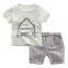 Wholesale quality cotton boy clothes set with pattern kids two pieces set