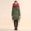 New style nice wholesale cotton shell watermelon faux fox lining korean style women military long coat