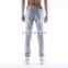 DiZNEW custom mens skinny jeans in blue ripped patches trousers for men