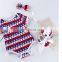 Baby Girl Summer Romper July 4th 4pcs set Romper All Star Print Bodysuit With Headband And Shoes