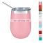 12oz custom logo vacuum wine cups tumbler stemless 304 stainless steel insulated wine tumbler cup with lid straw