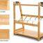 Bamboo Spice Rack Organizer for Countertop 3-Tier bamboo Spice Organizer Standing Rack Shelf Storage Holder with 4 Square Spice
