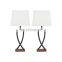 Customized Modern simple hotel villa high-end bedroom table lamp living room study metal & fabric table lamp with wooden base