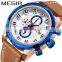 MEGIR 2082 Watch Men Fashion Leather Waterproof Mens Watches Casual Military Chronograph Watch Wrist Clock Montre Homme