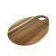 Wholesale Custom ECO-friendly Organic Vegetable Bread Food Kitchen Oval Chopping Blocks Acacia wood Cutting Board with Holes