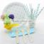 Wholesale Baby Blue Polka Dot Paper Dinner Set Plate Cup Straw Napkin Cutlery
