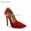 Red brilliant rhinestone stiletto heels ladies party shoes