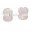 6 Pairs Ipink Organic Hand Carved Rose Quartz Saddle Shape Flower Ear Plug Earlet Flesh Tunnel - Available in Various Gauges