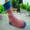 100% cotton hot sale teen girl tube knee high socks canada,red color blue in the bottom