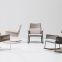 Outdoor furniture Chair 1: Aluminum frame+rope weave+Taiwan olifen 5cm cushion+pillow+teak wood armrest