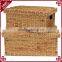Double handles with lid desing water hyacinth manufactures of straw baskets