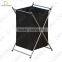 Folding Laundry Hamper With Black Polyester Bag, Satin Silver Frame