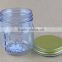 light blue glass jar new mason jar with metal cap 250ml