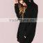 MGOO Black Pocket Front Embroidered Hood Sweatshirt Oversized Women Longline Hoodies With Custom Design