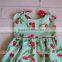 Wholesale baby clothes st patricks day sleeveless ruffle floral green dress baby frock design pictures