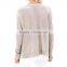 drop shoulder rib knit hem split crew neck custom design knitted pullover sweater for women