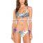 Polyester Bikini flexible backless two piece padded printed patchwork white Sold By Set
