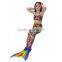 Kids Bikini + Shorts + Mermaid Tail with pink monofin for Swimming