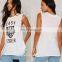 China custom tiger print design ladies white print t-shirt
