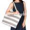 Korean Women Standard Size Reuseable Stripe Cotton Tote Bag